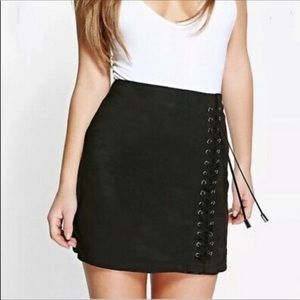 Boohoo Plus Faux Suede Lace Up Mini skirt